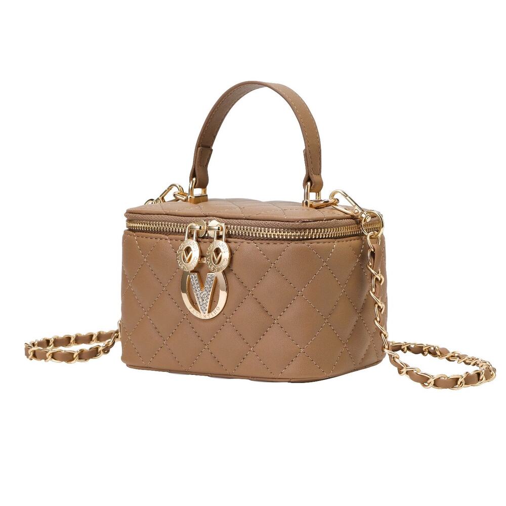 Valentino Orlandi Vittoria Vanity Box Bag Taupe Quilted Crossbody NWT - Picture 12 of 12